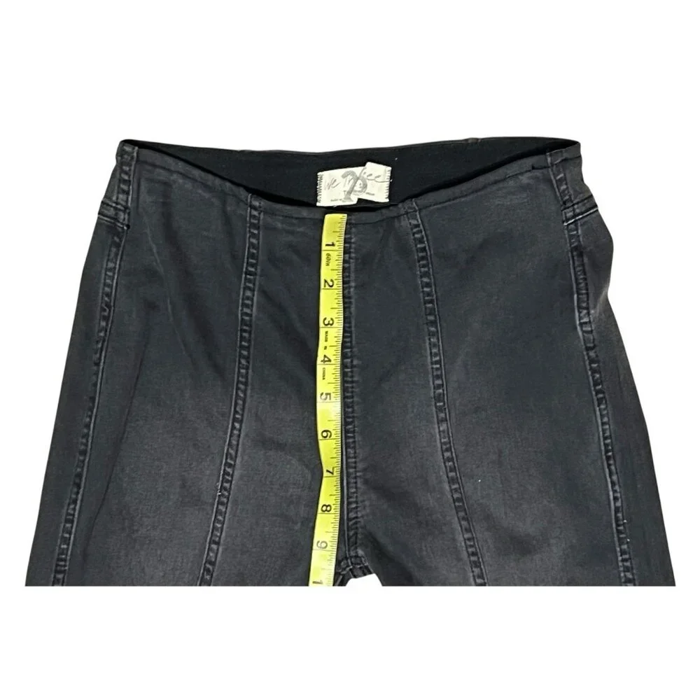 FREE PEOPLE Pants Women 26 Rinse Black Gray Flare Bell Bottom Faded Jean Pull On - Picture 6 of 10